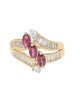 Ruby and Diamond Split Shank Ring in Yellow Gold